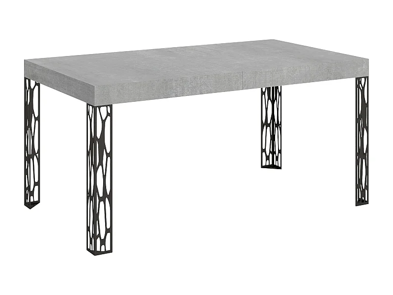 Table extensible 80x160/244 cm Ghibli Gris Béton cadre Anthracite