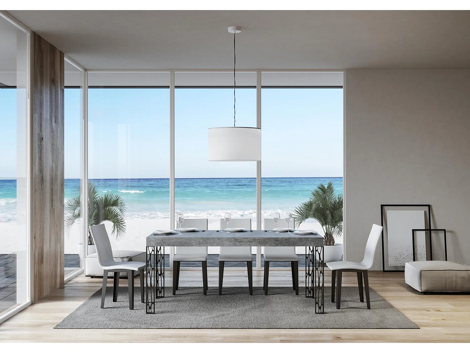 Mesa extensible 90x200/304 cm Ghibli Cemento estructura Antracita