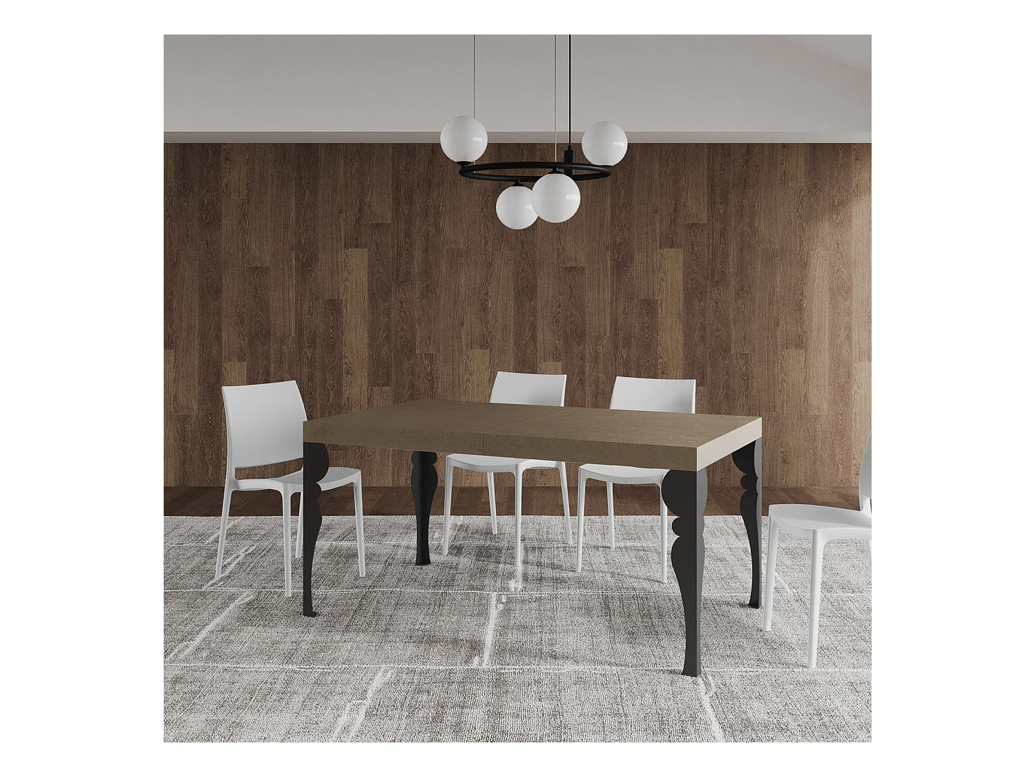 Table extensible 90x160/264 cm Paxon taupe pieds anthracite