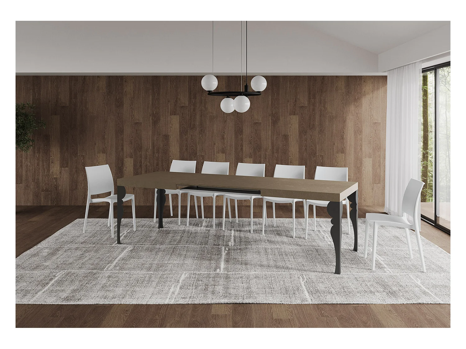 Table extensible 90x160/264 cm Paxon taupe pieds anthracite