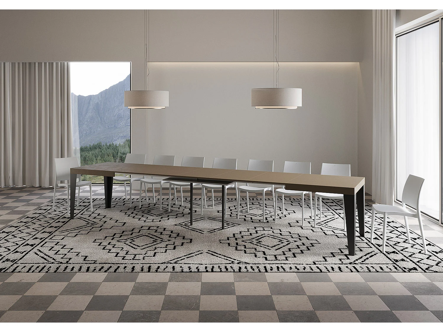 Mesa extensible 90x160/420 cm Flame gris paloma patas antracita