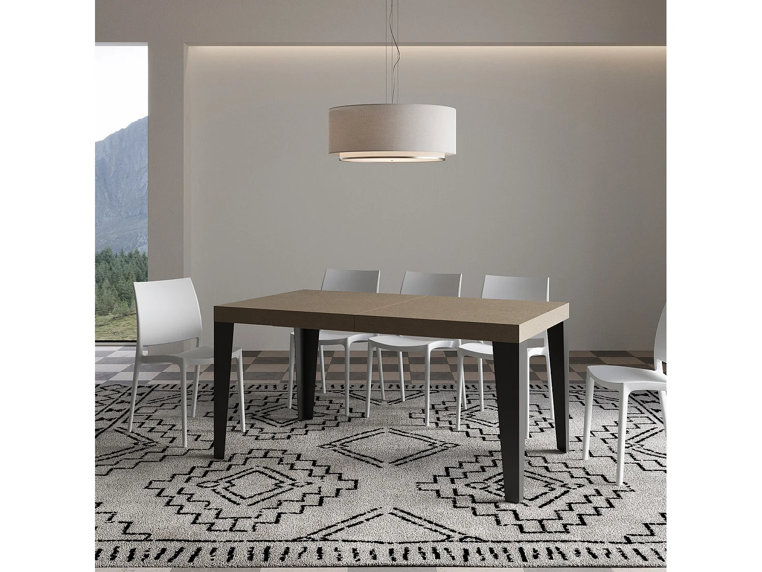 Table extensible 160/420x90 cm Flame taupe pieds anthracite