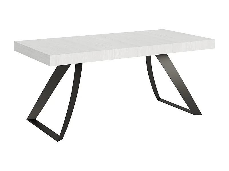 Table extensible 90x200/304 cm Proxy Frêne Blanc cadre Anthracite