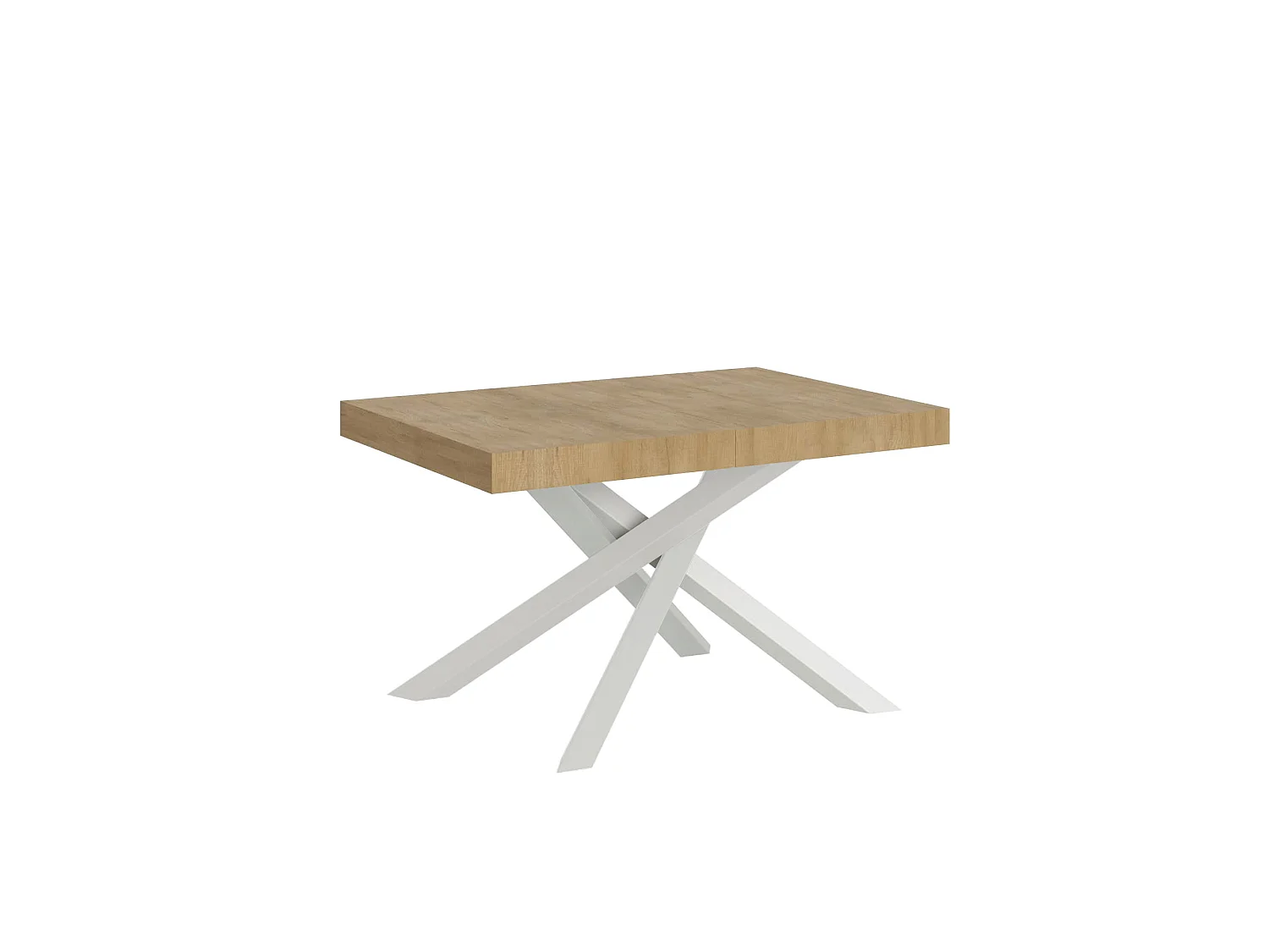 Udtræksbord 130/390x90 cm Volantis natureg med hvide ben