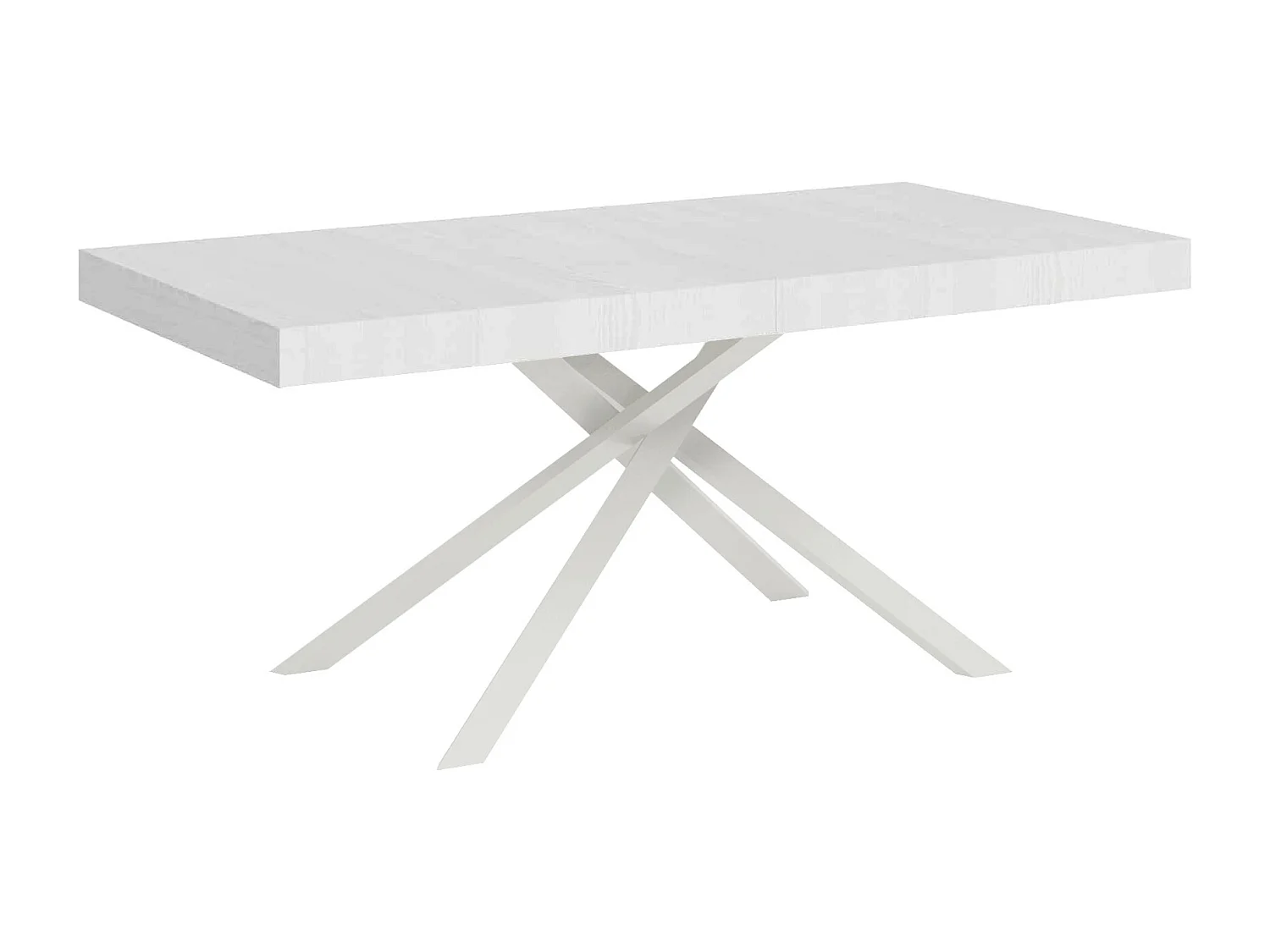 Table extensible 200/460x90 cm Karida effet bois, frêne blanc pieds blancs