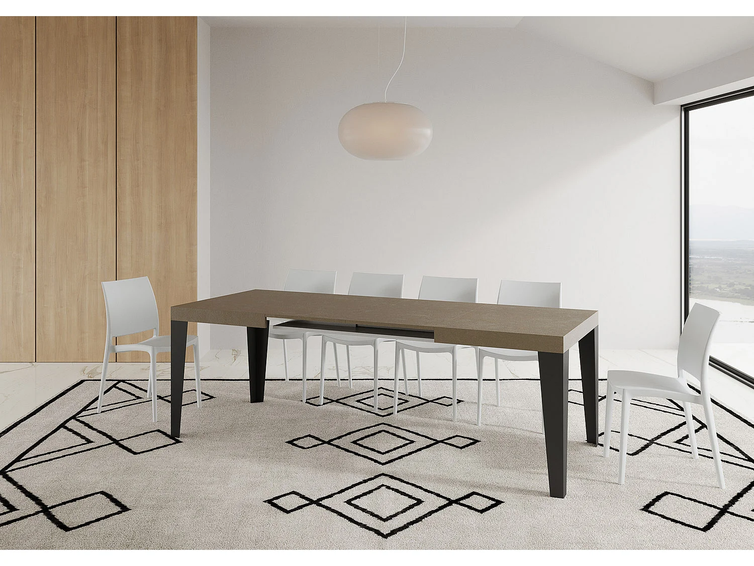 Table extensible 140/224x80cm Flame taupe pieds anthracite