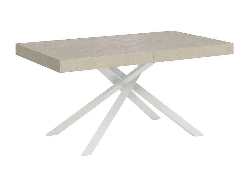 Table extensible 160/264x90 cm Karida cachemire pieds blancs