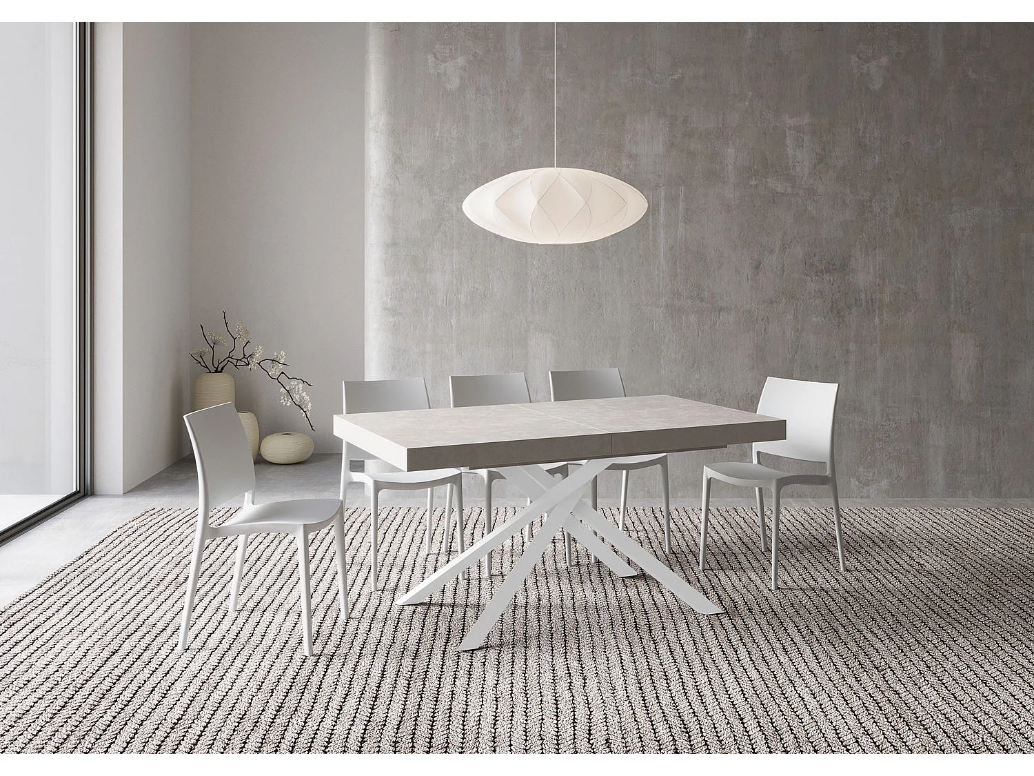 Uitschuifbare tafel 90x160/264 cm Karida kasjmier frame wit