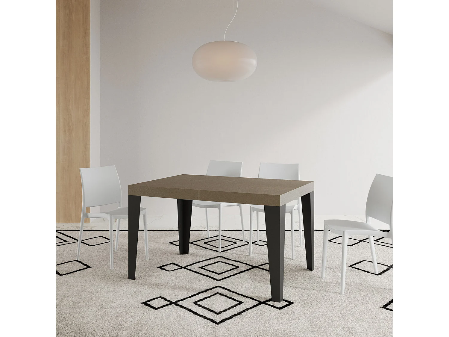 Table extensible 140/244x90 cm Flame taupe pieds anthracite