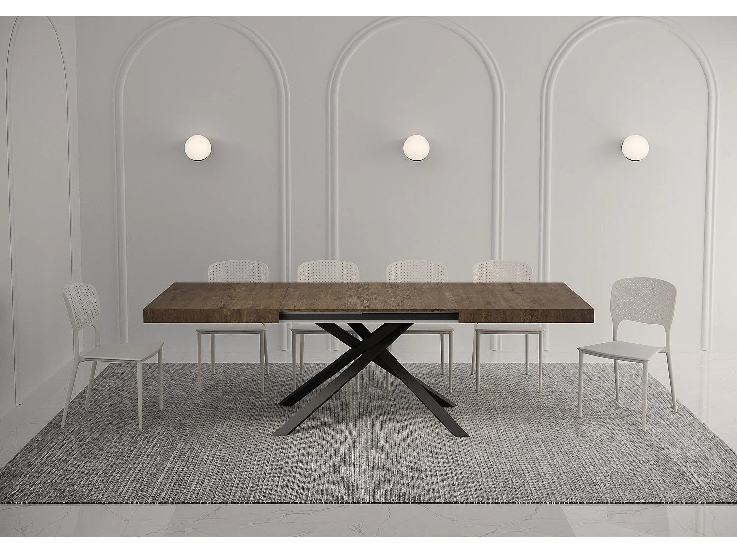 Table extensible 140/224x80 cm Karida noyer pieds anthracite