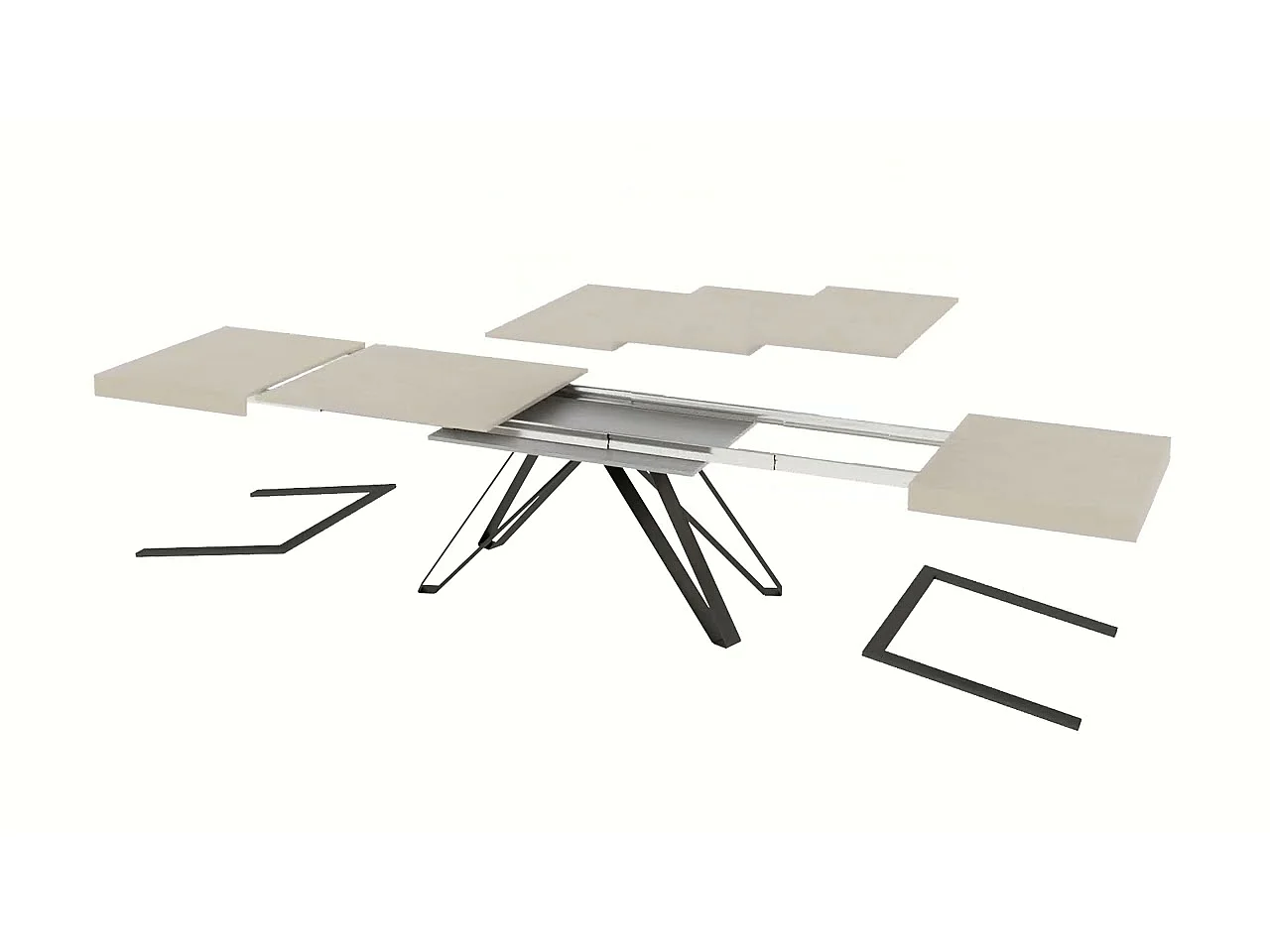 Table extensible 160/264x90 cm Terium taupe pieds anthracite