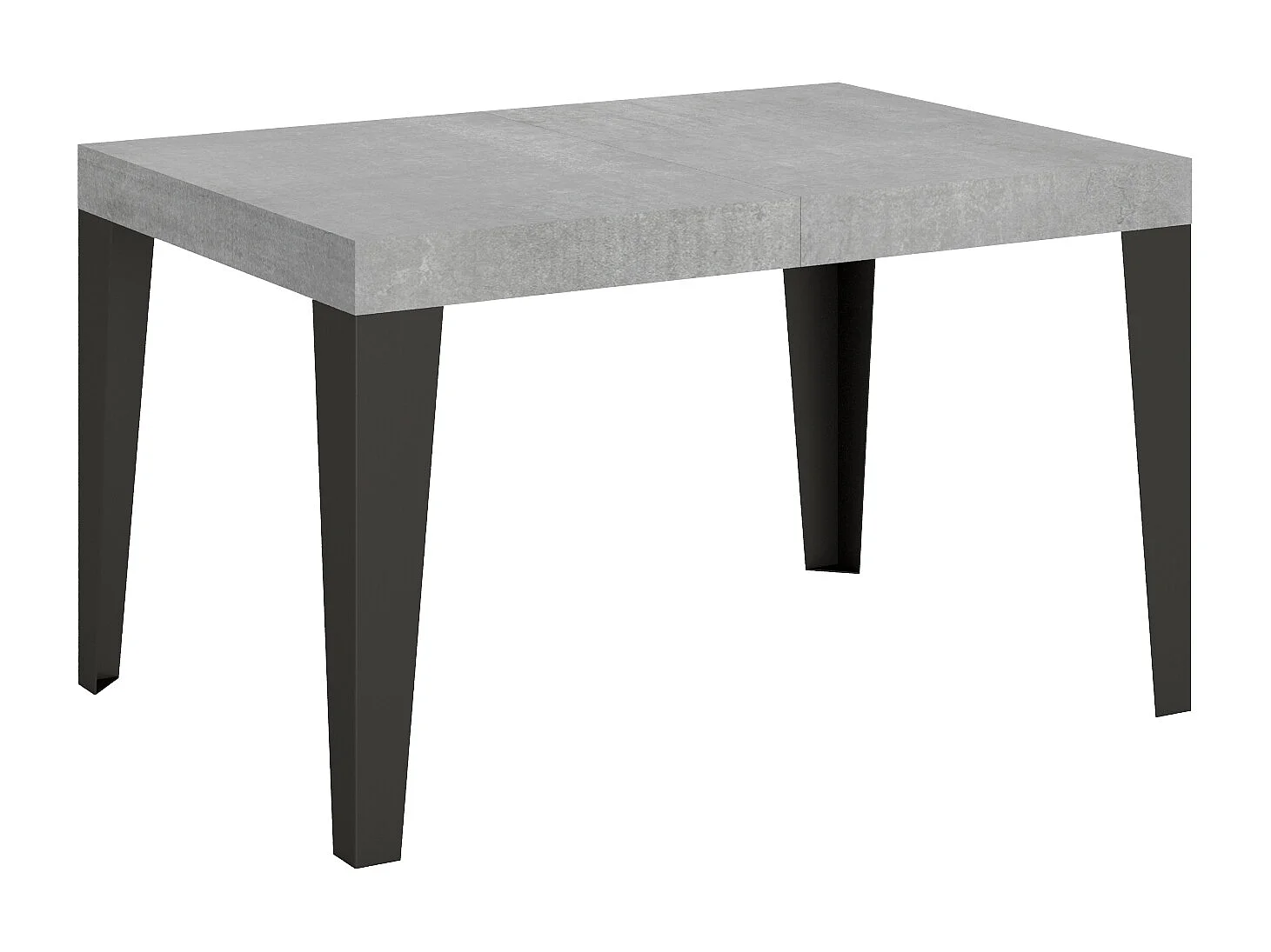 Table extensible 140/224x80cm Flame gris béton pieds anthracite