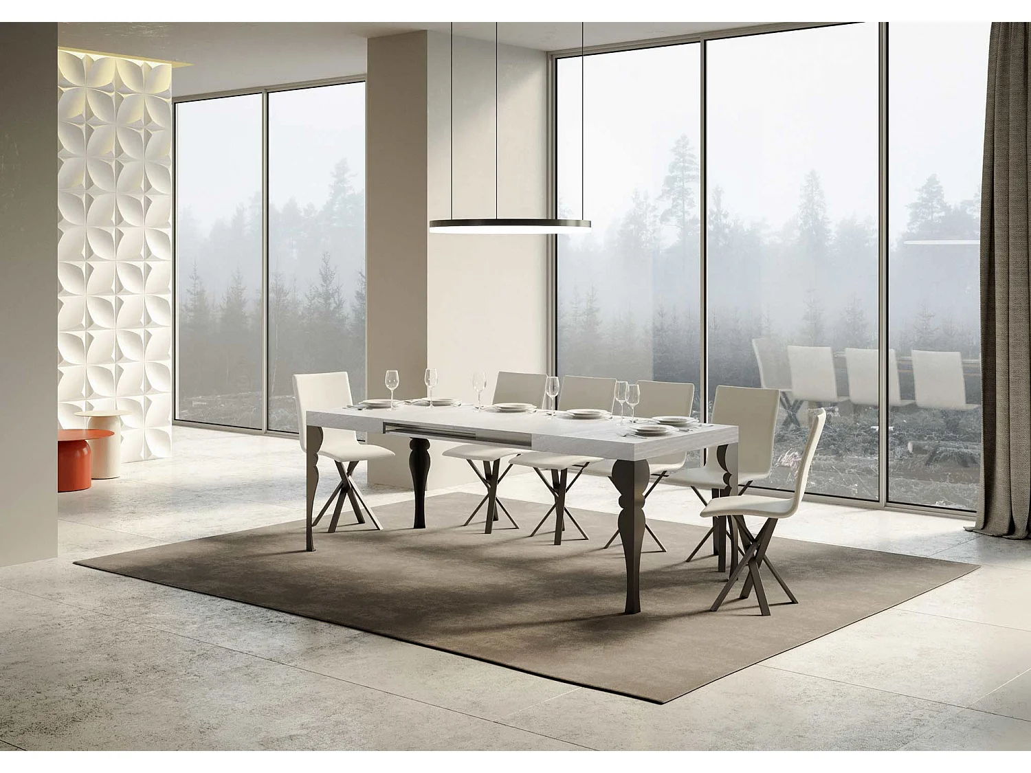 Paxon udtræksbord 160/244x80 cm hvid ask antracit ben