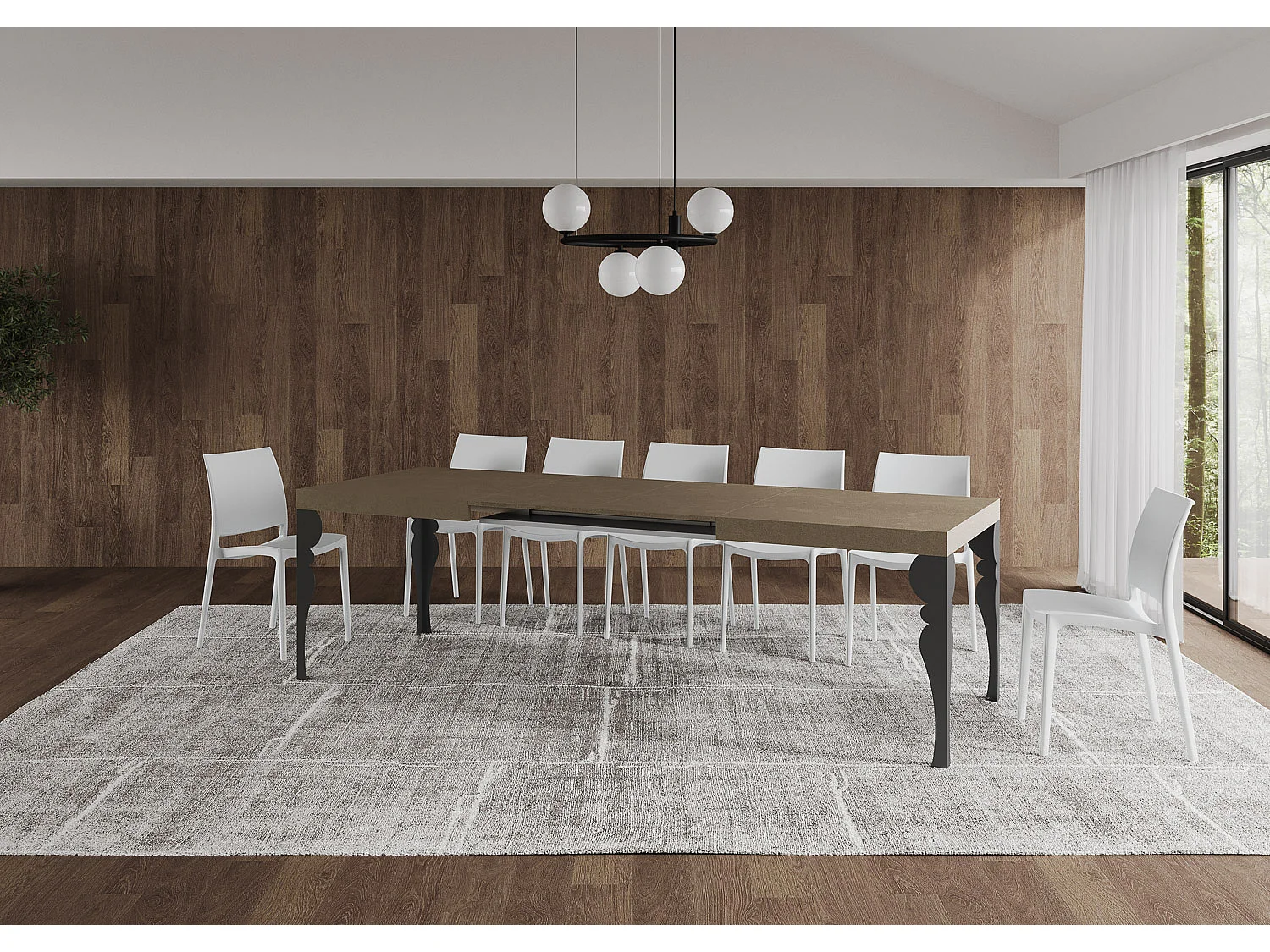 Paxon 160/420x90 cm extendable table in dove grey with anthracite legs