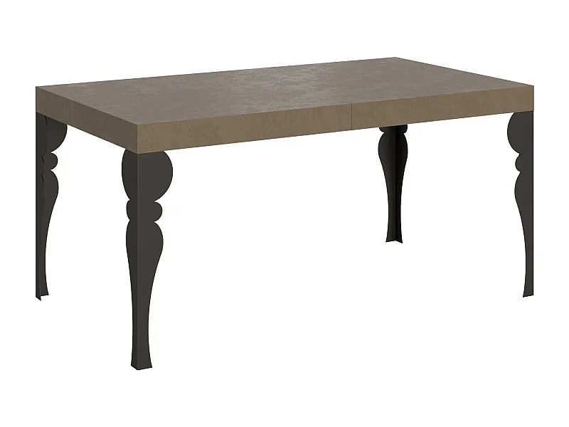 Uitschuifbare tafel 160/420x90 cm Paxon taupe met antraciete poten