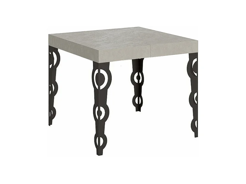 Table extensible 90x90/246 cm Karamay cachemire pieds anthracite