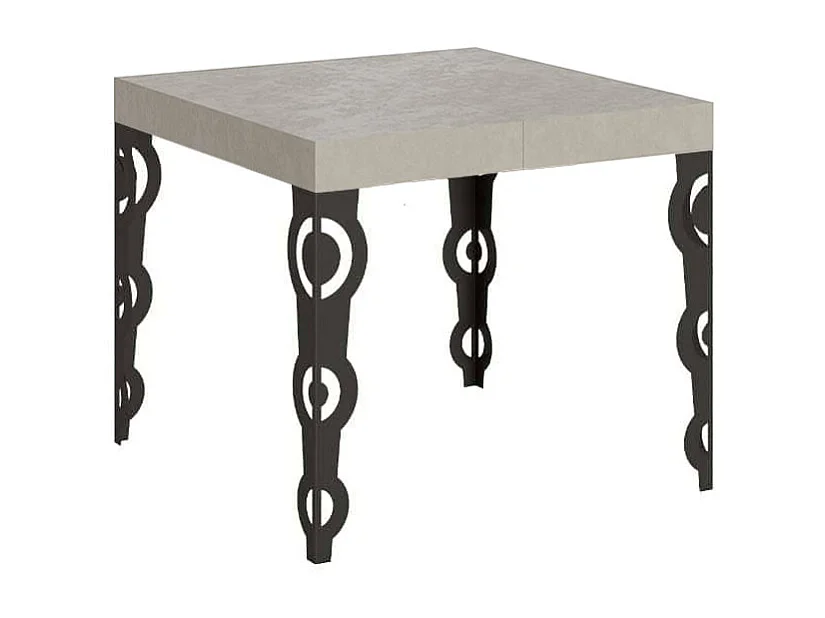 Table extensible 90/246x90 cm Karamay cachemire pieds anthracite