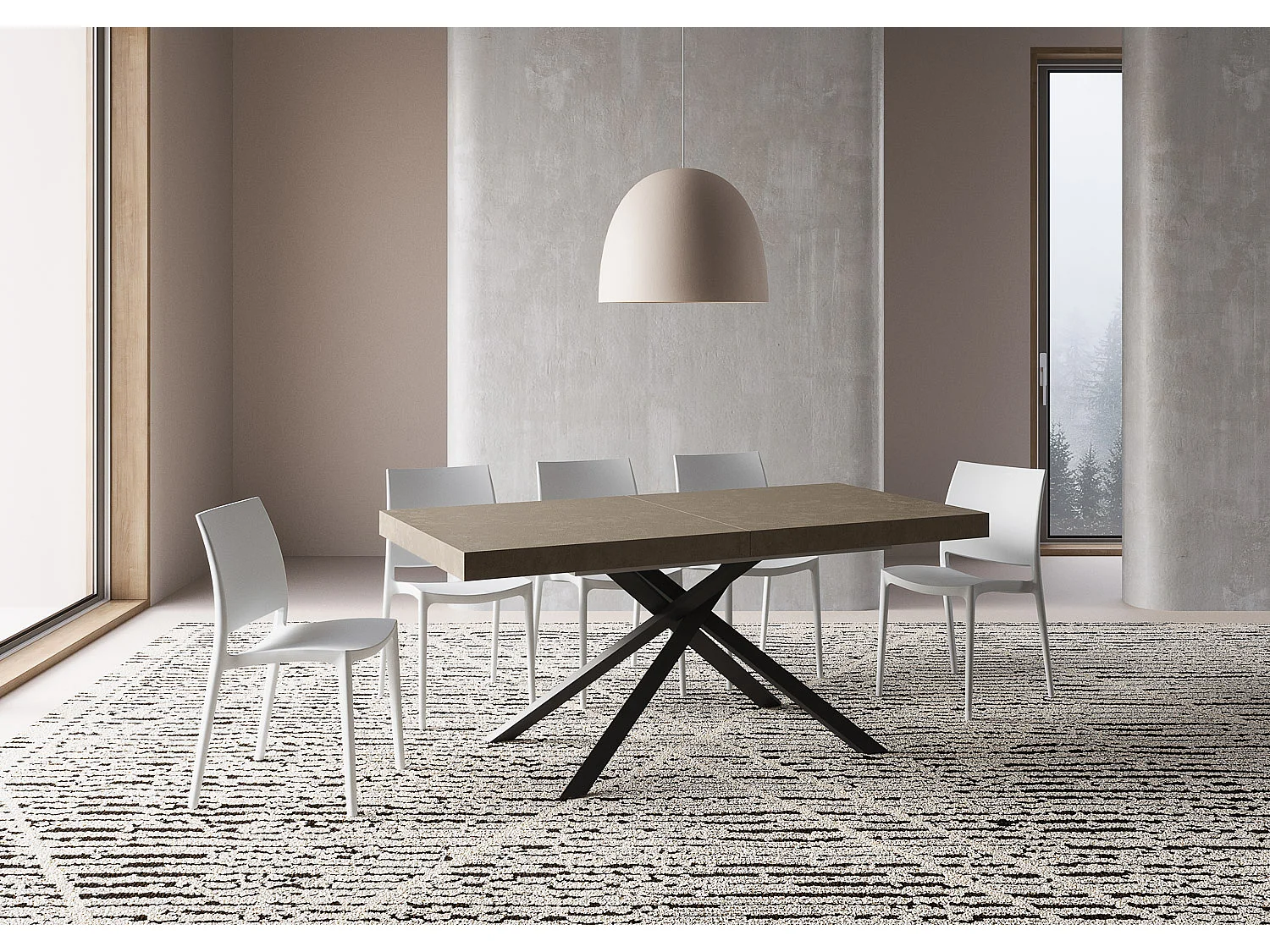 Table extensible 180/284x90 cm Karida taupe pieds anthracite