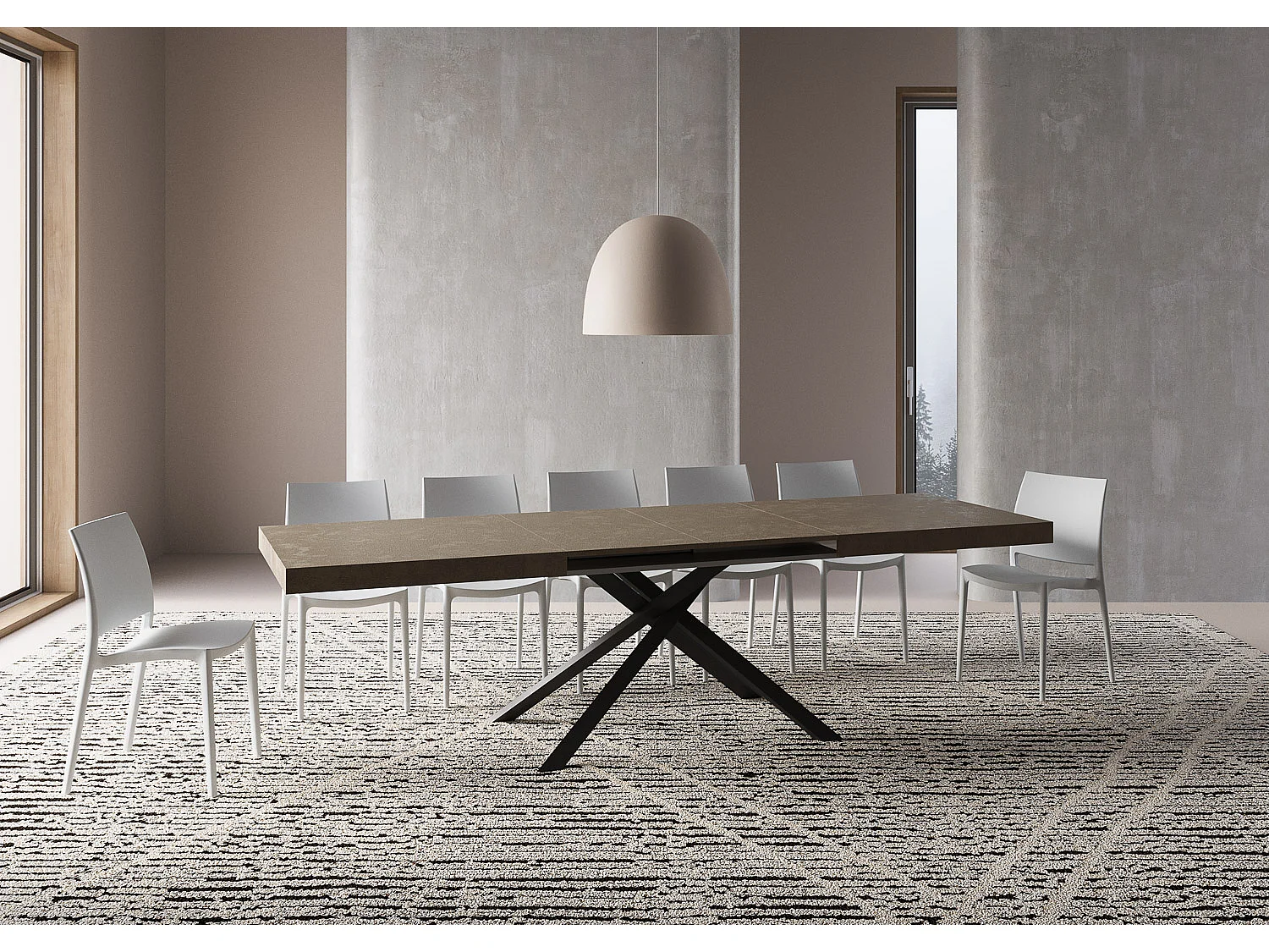 Mesa de jantar extensível 180/284x90 cm Karida tortora pernas antracite