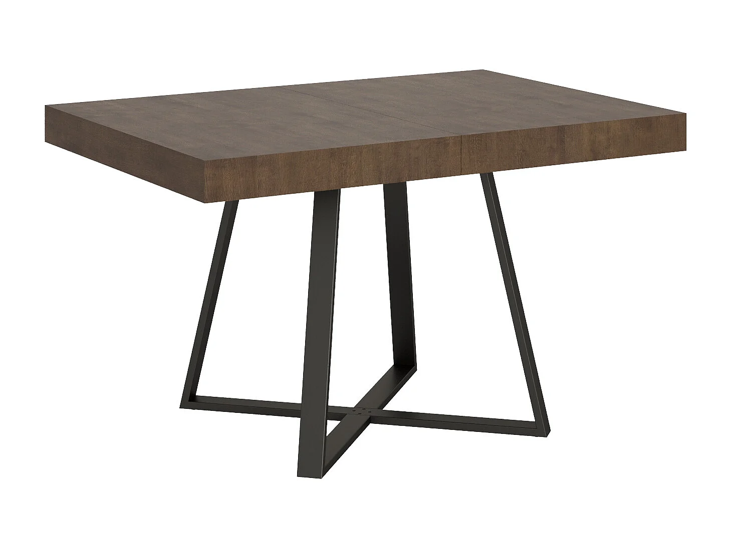 Table extensible 130/390x90 cm Abbraccio effet bois, noyer pieds anthracite