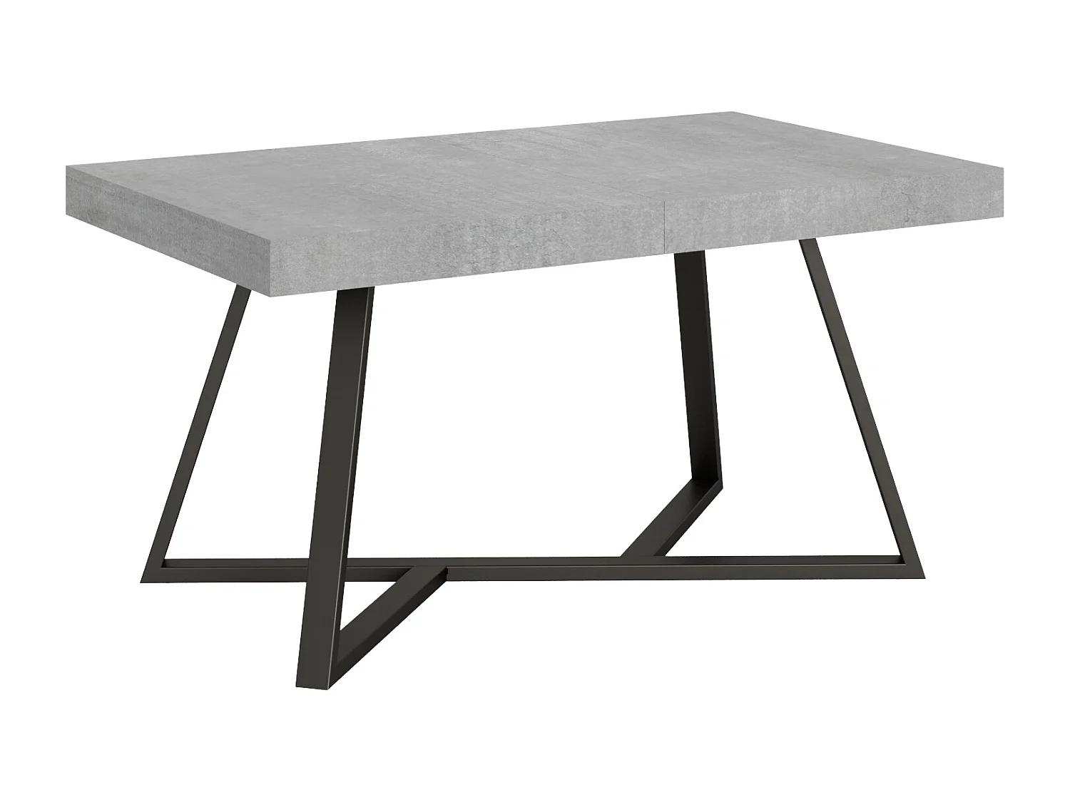 Table extensible 90x160/420 cm Booster gris béton pieds anthracite