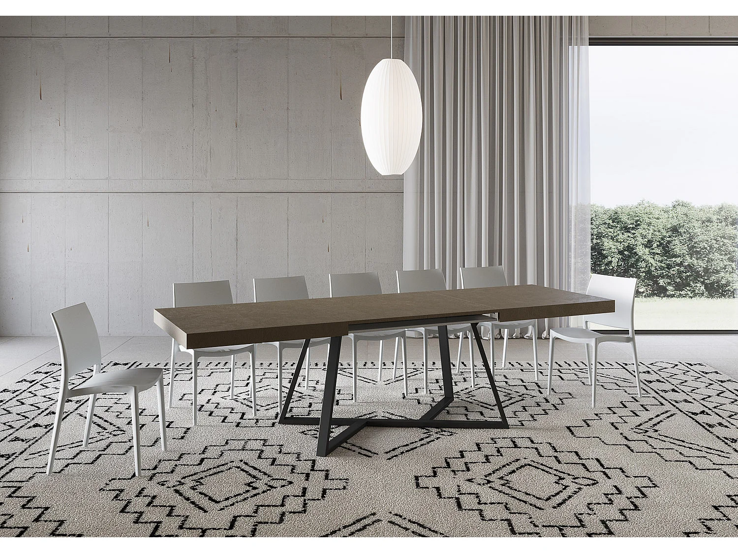 Mesa extensible 180/284x90 cm Booster gris paloma patas antracita