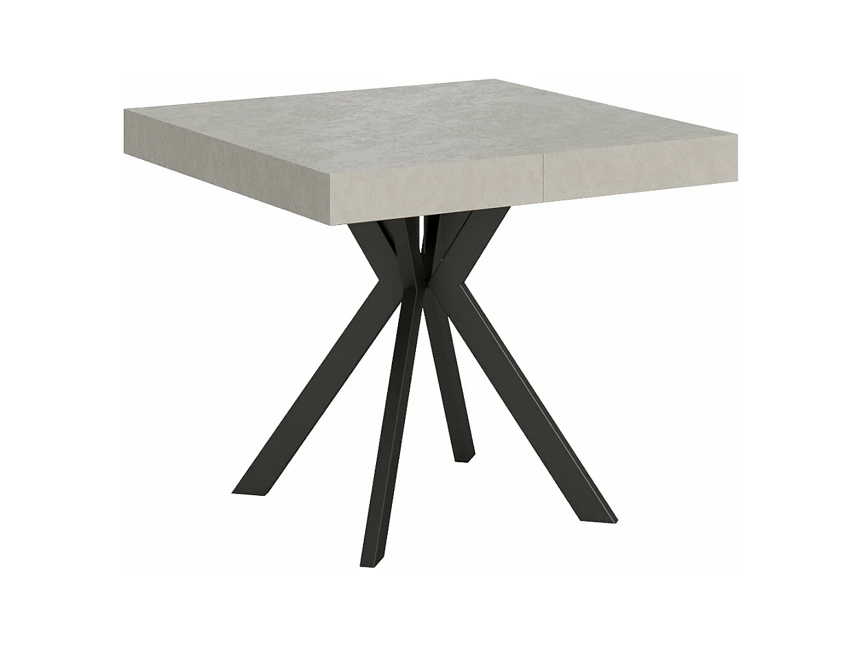 Table extensible 90x90/194 cm Dolcezza cachemire pieds anthracite