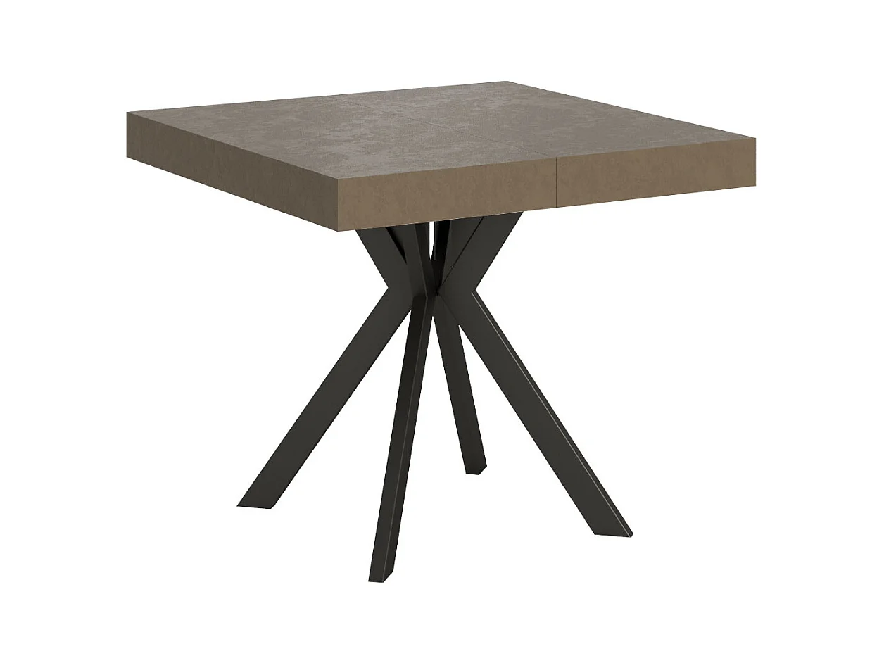 Table extensible 90x90/194 cm Dolcezza taupe pieds anthracite