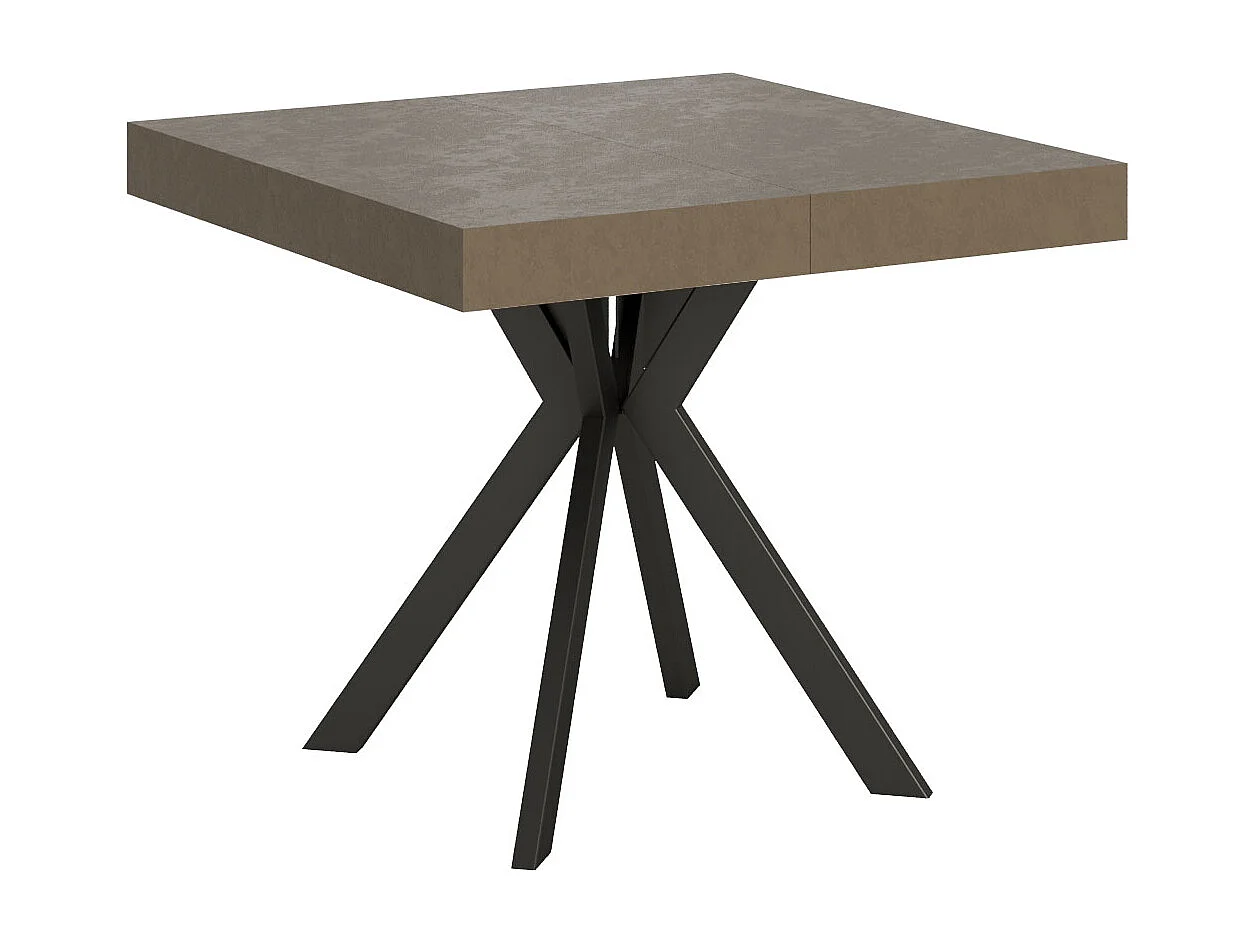 Uitschuifbare tafel 90/194x90 cm Dolcezza taupe met antraciete poten