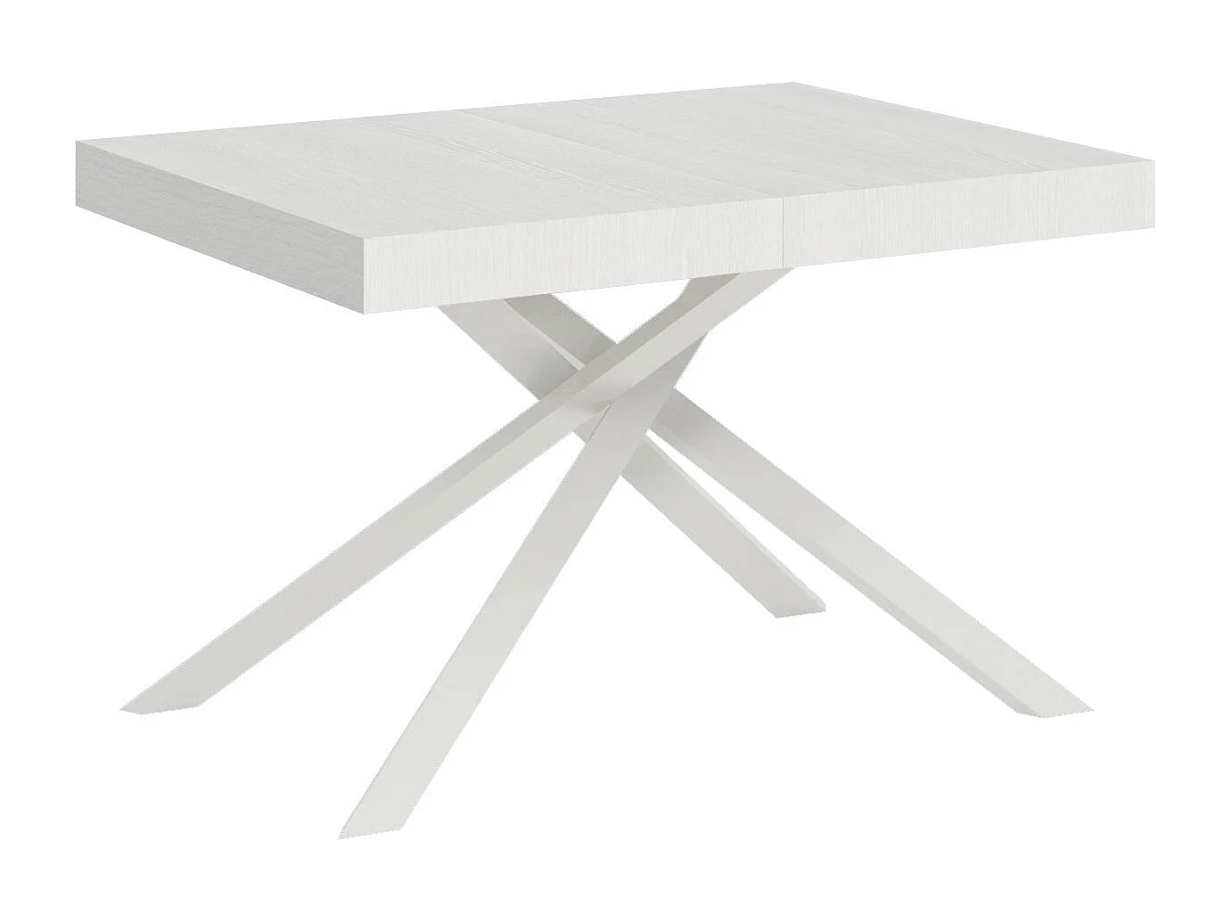 Table extensible 90x120/380 cm Karida frêne blanc pieds blancs
