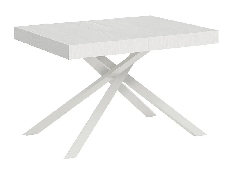 Table extensible 120/380x90 cm Karida frêne blanc pieds blancs