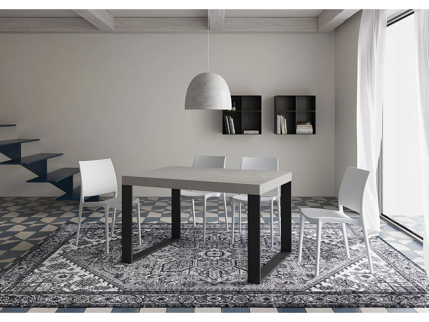 Stół rozkładany 140/400x90 cm nogi Tecno kaszmir antracyt