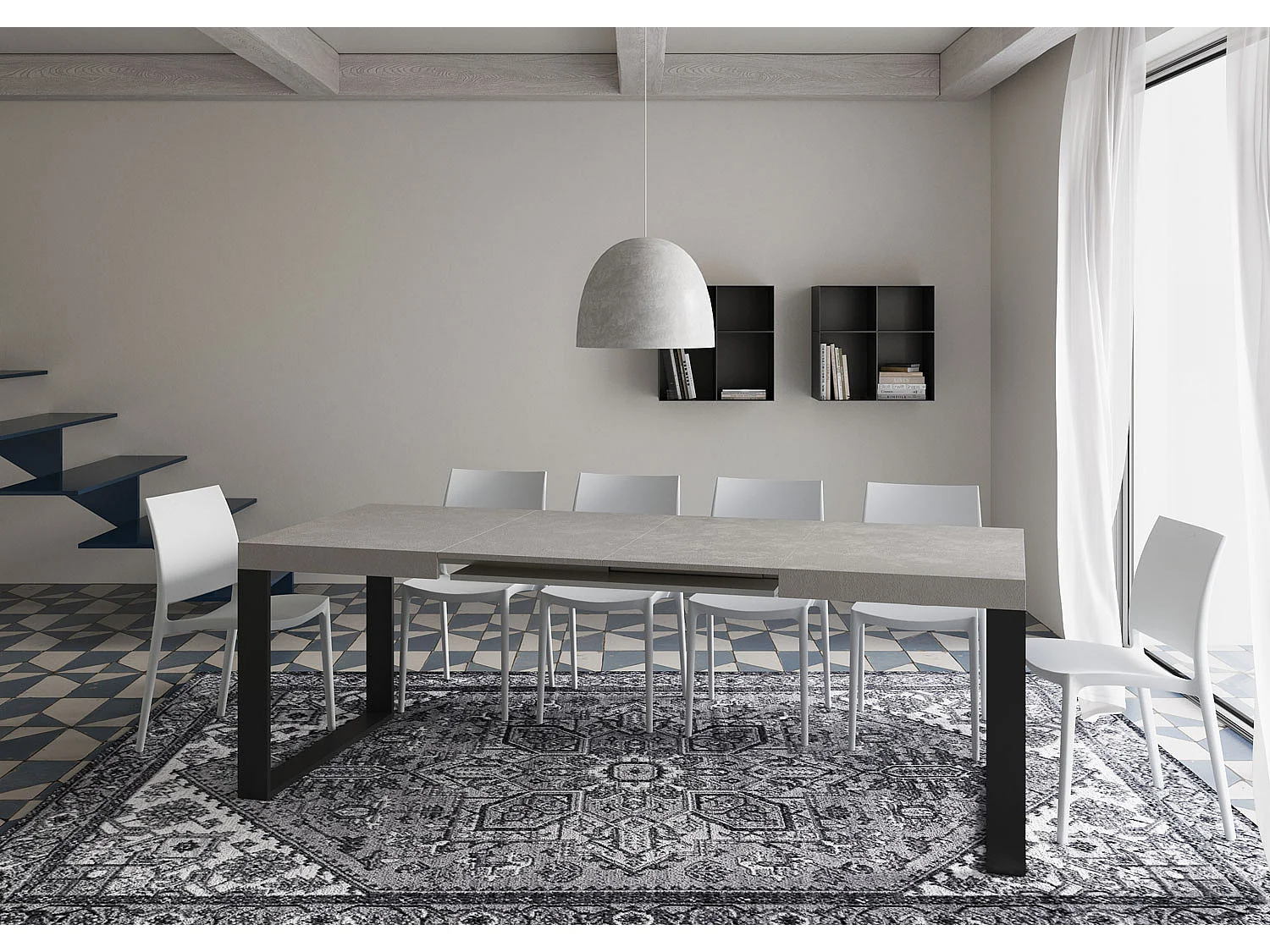 Stół rozkładany 140/400x90 cm nogi Tecno kaszmir antracyt