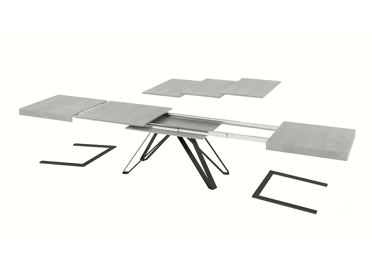 Table extensible 200/460x90 cm Terium effet bois, noyer pieds anthracite