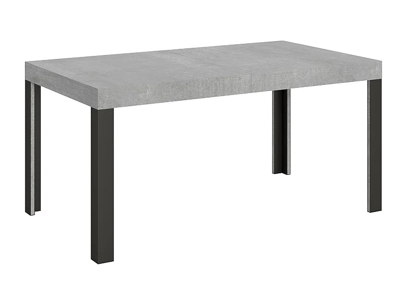 Table extensible 80x160/244 cm Linea Gris Béton cadre Anthracite