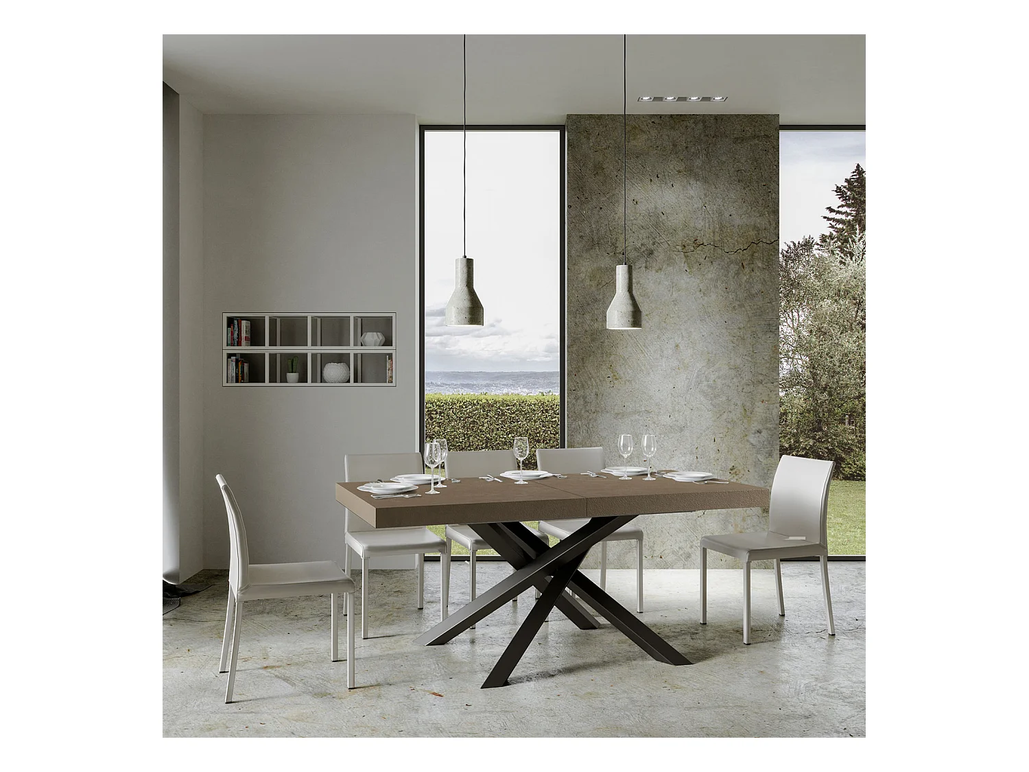 Volantis duifgrijze uitschuifbare tafel 200/460x90 cm met antraciet poten