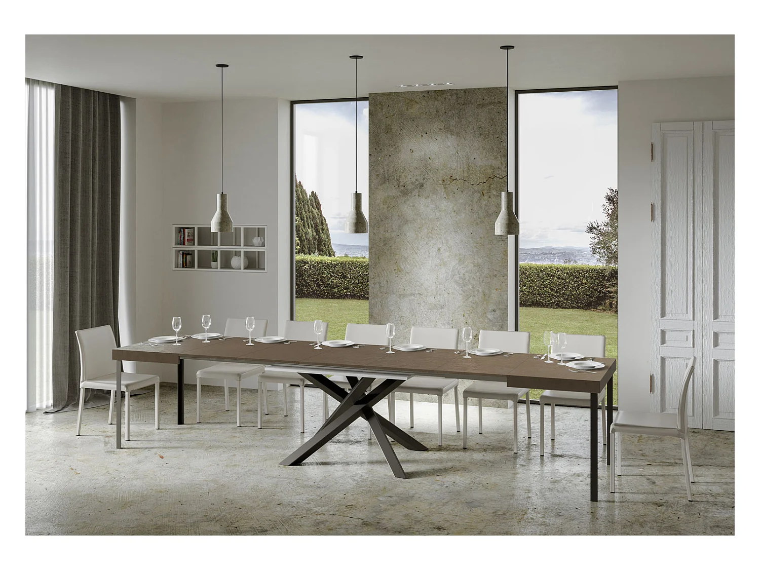 Volantis duifgrijze uitschuifbare tafel 200/460x90 cm met antraciet poten