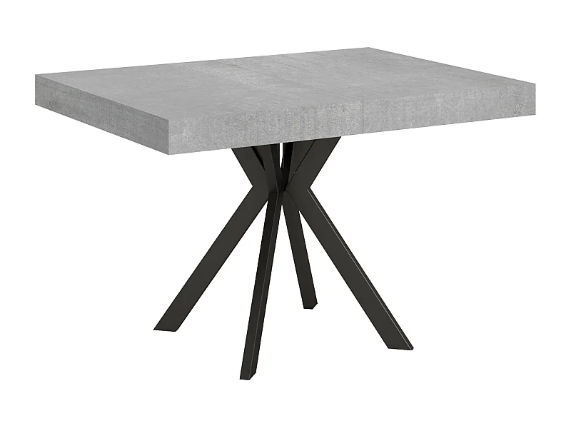 Mesa de jantar extensível 80x120/204 cm Dolcezza cimento pernas antracite