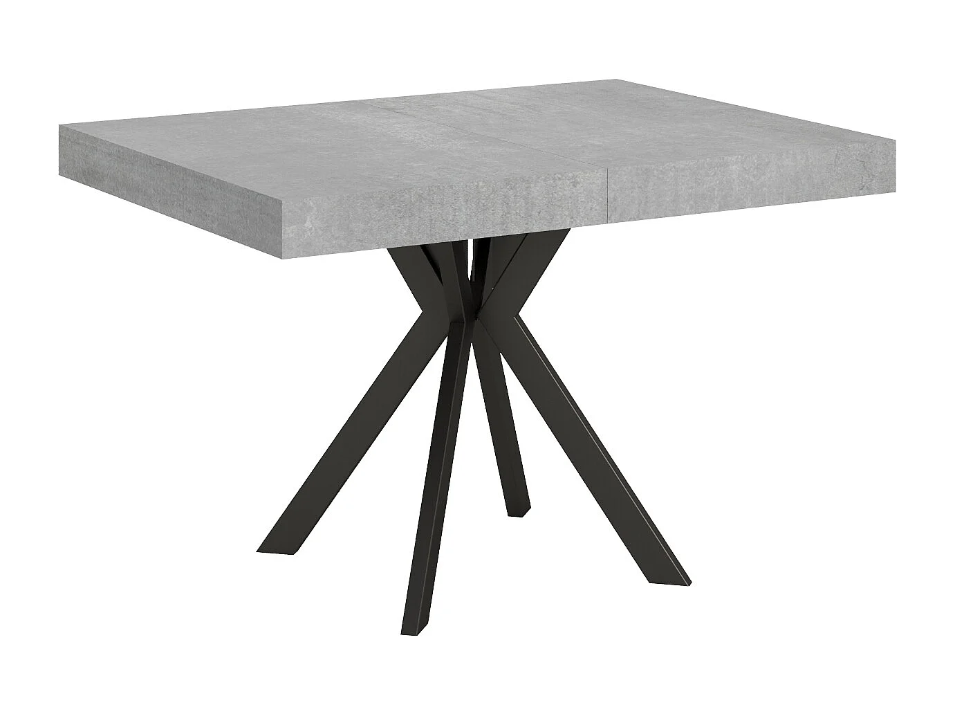 Table extensible 120/204x80 cm Dolcezza effet gris béton pieds anthracite