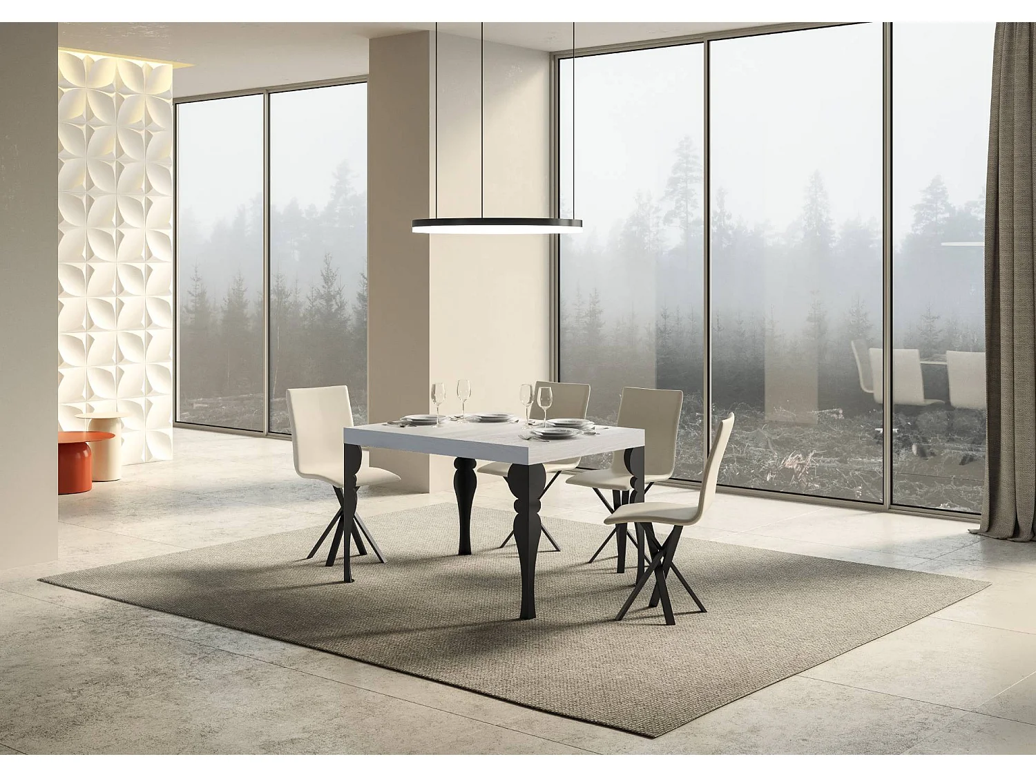 Paxon udtræksbord 140/400x90 cm hvid ask antracit ben
