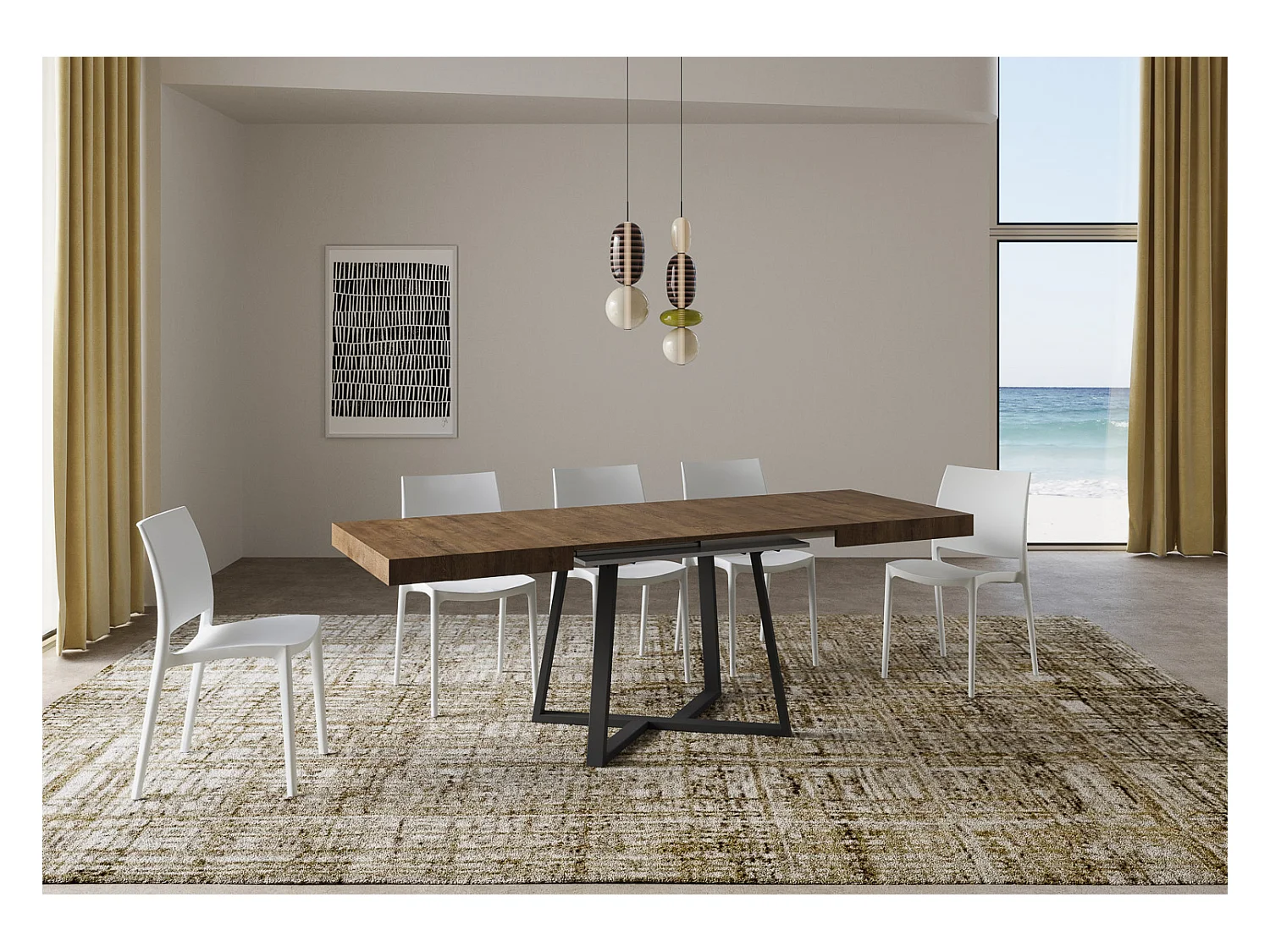 Table extensible 80x120/204 cm Zeplir noyer pieds anthracite