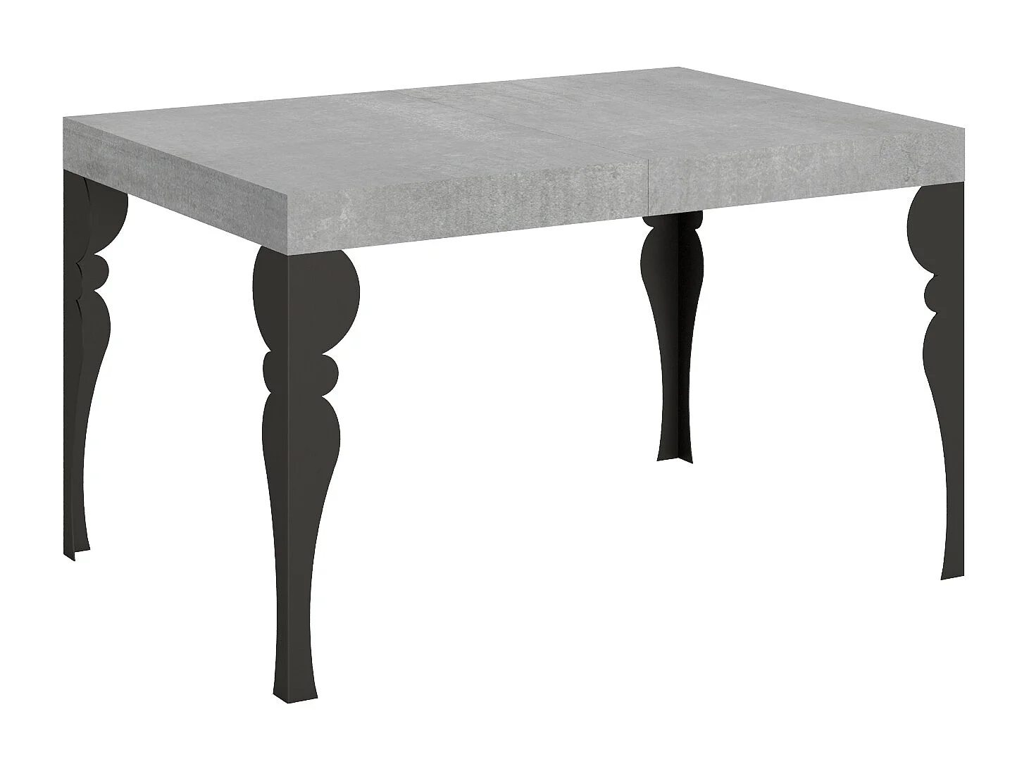 Table extensible 140/400x90 cm Paxon gris béton pieds anthracite