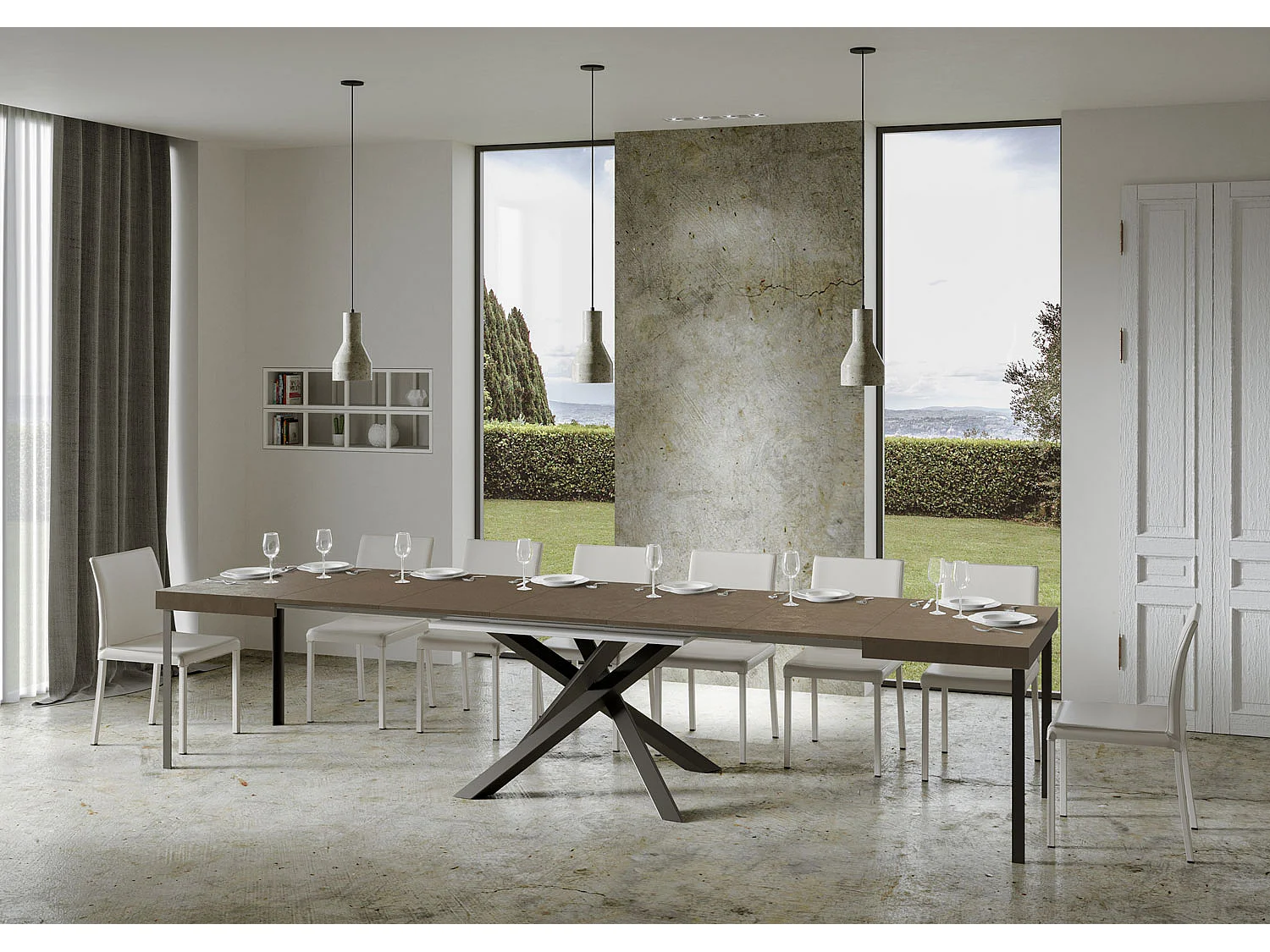 Table extensible 160/420x90 cm Volantis taupe pieds anthracite
