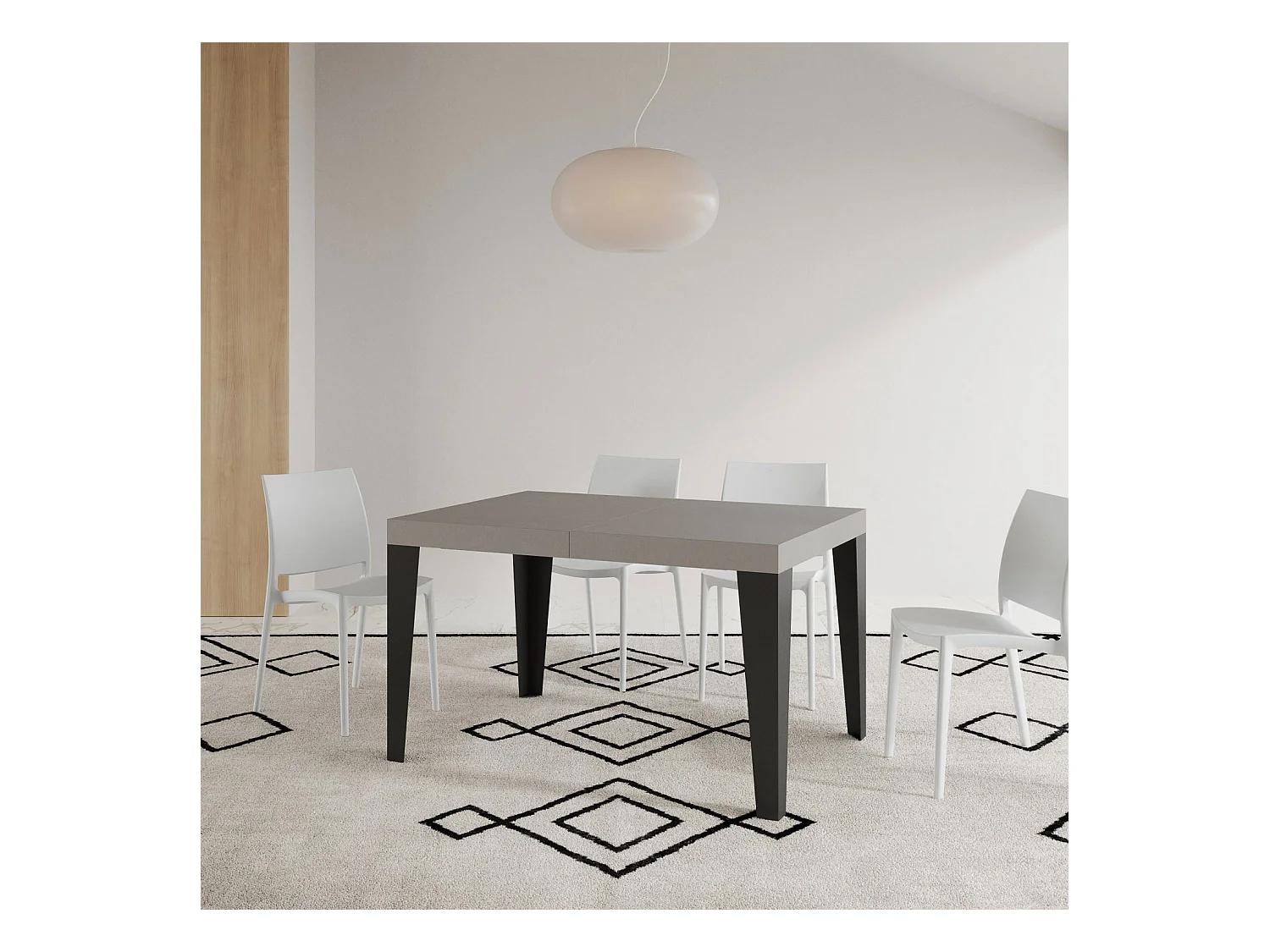 Table extensible 80x120/204 cm Flame Cachemire cadre Anthracite