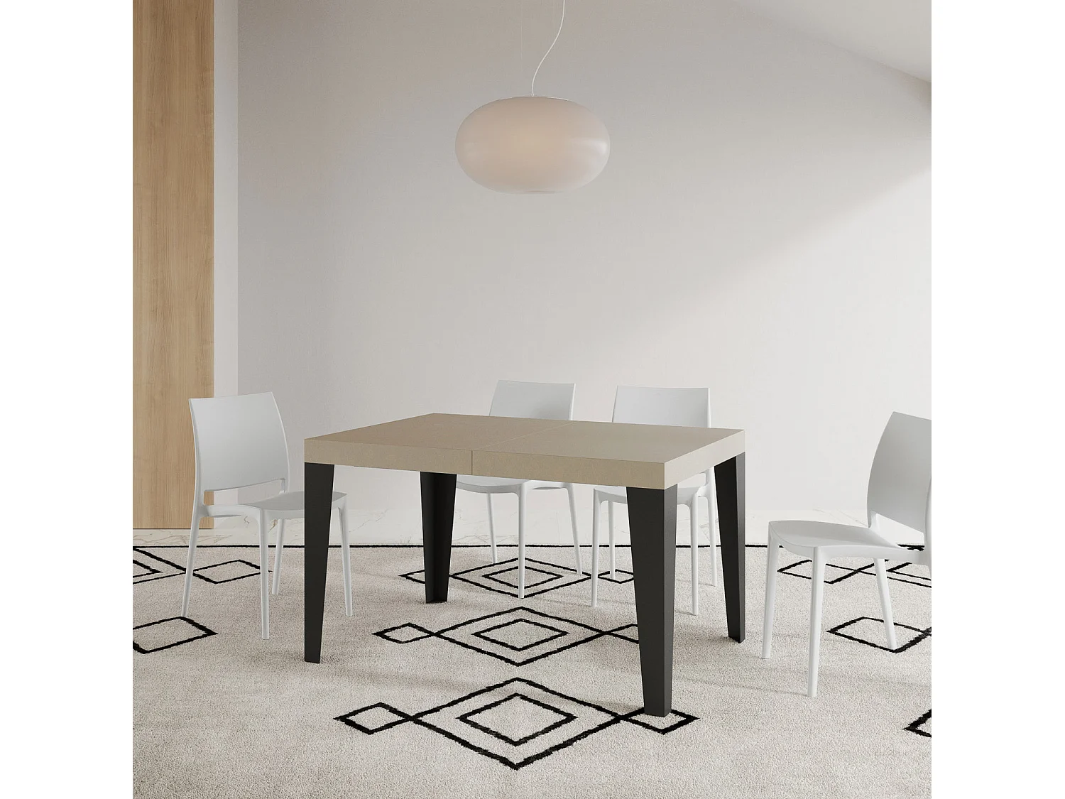 Table extensible 120/204x80 cm Flame cachemire pieds anthracite