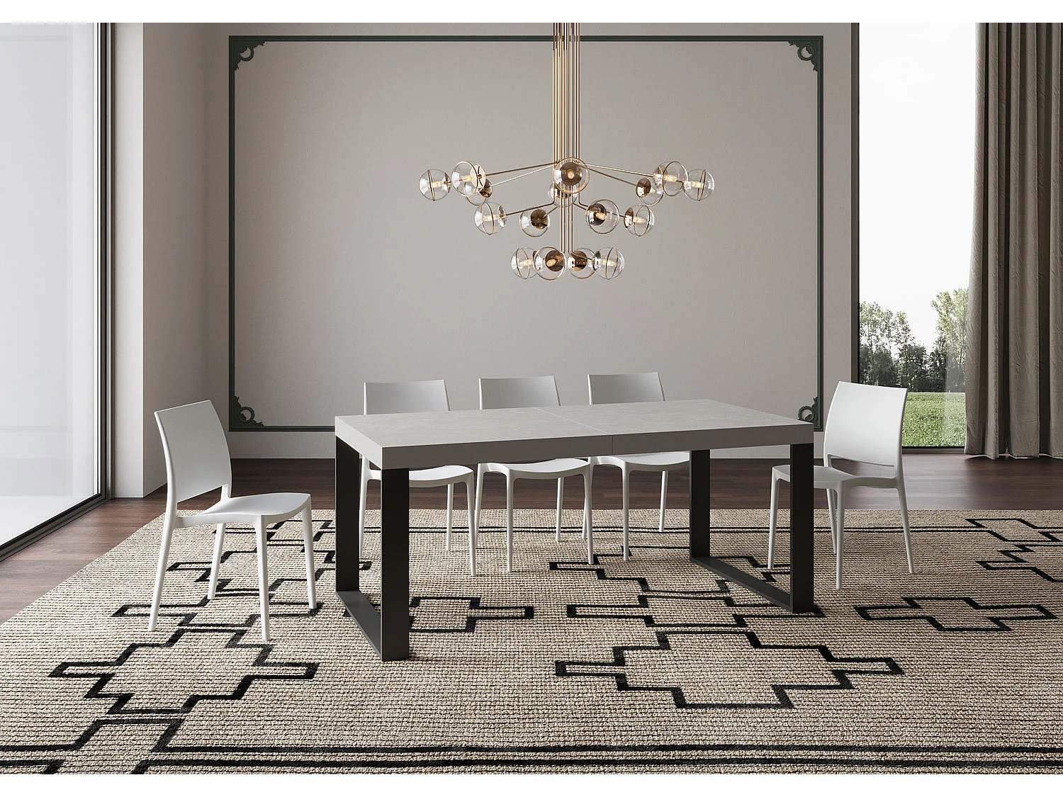 Stół rozkładany 200/460x90 cm nogi Tecno kaszmir antracyt