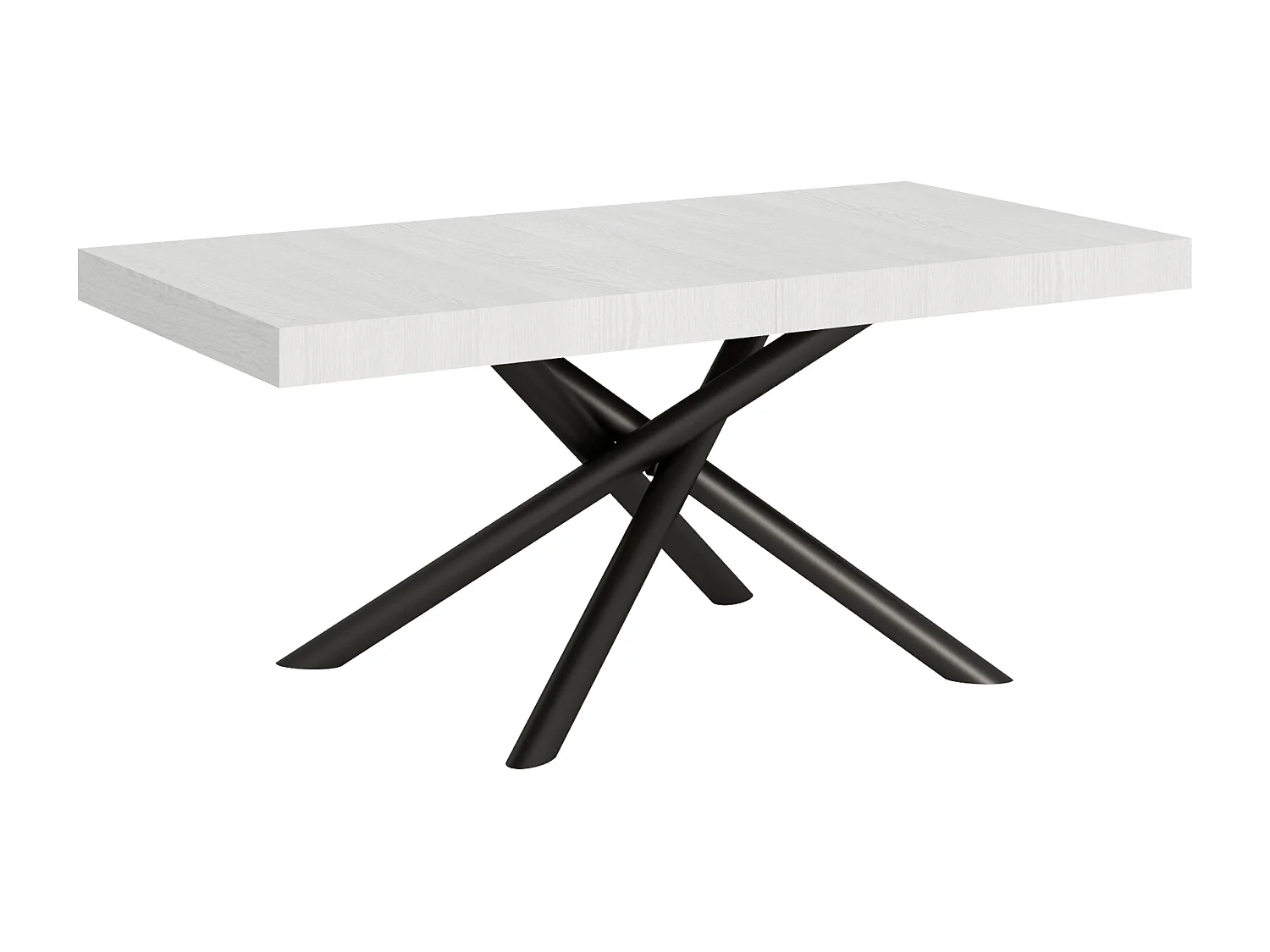 Table extensible 90x200/304 cm Famas Frêne Blanc cadre Anthracite