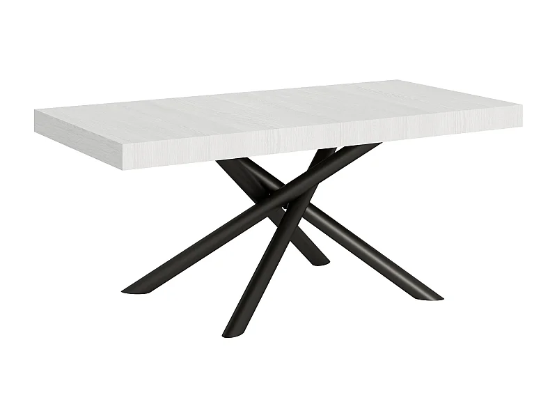 Table extensible 90x200/304 cm Famas Frêne Blanc cadre Anthracite