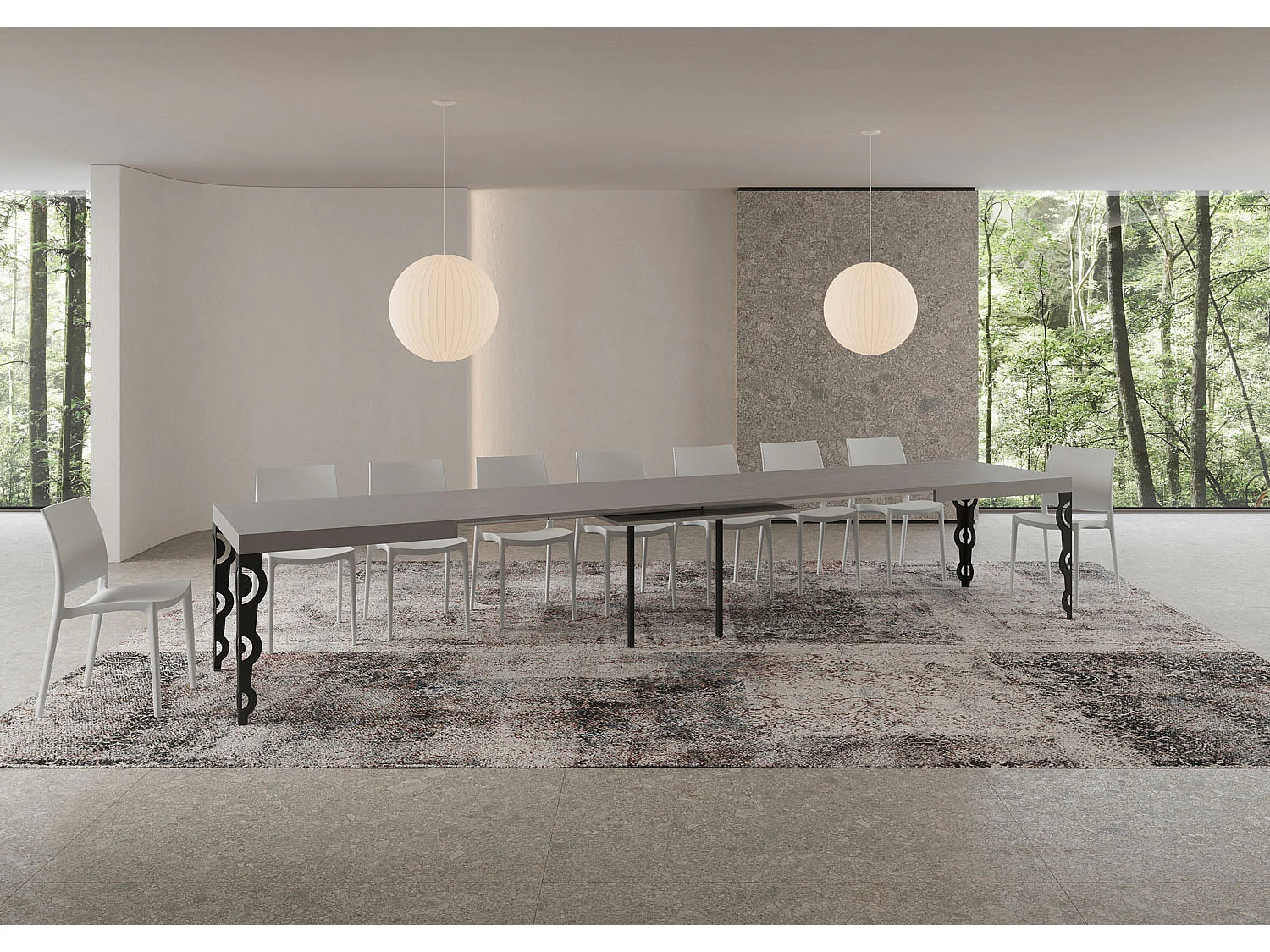 Stół rozkładany Karamay z kaszmiru 200/460x90 cm z nogami w kolorze antracytowym