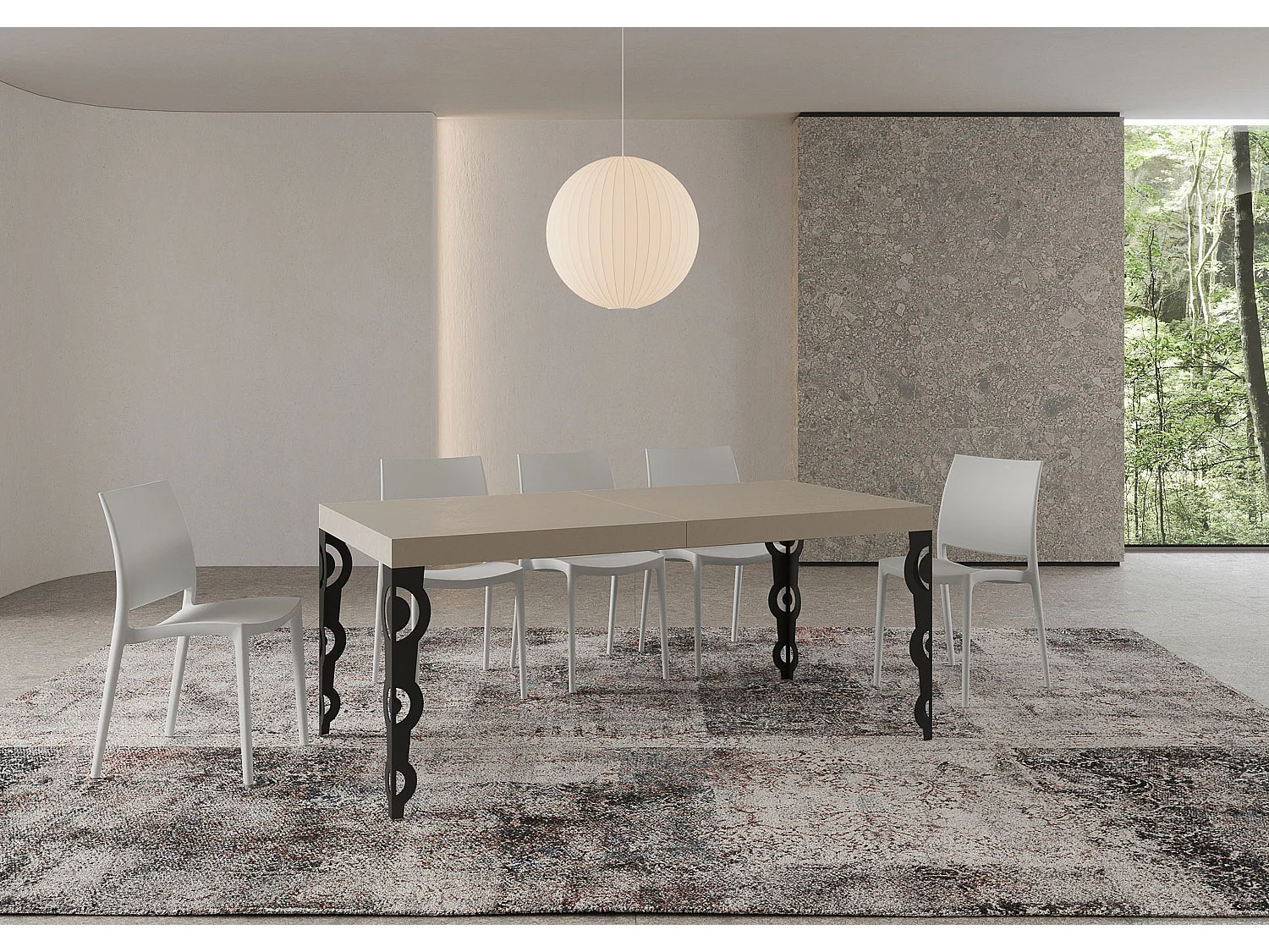 Table extensible 200/460x90 cm Karamay cachemire pieds anthracite